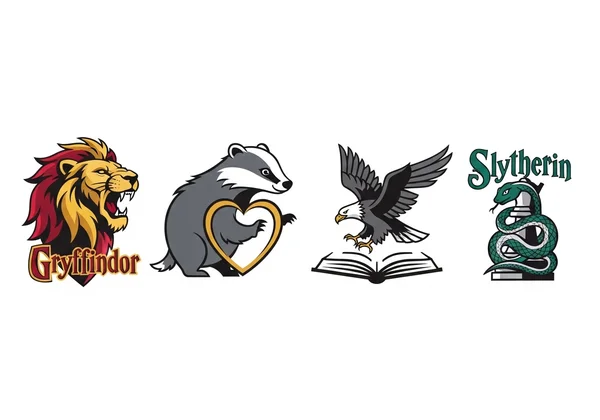 Symbols representing Hogwarts house professional strengths