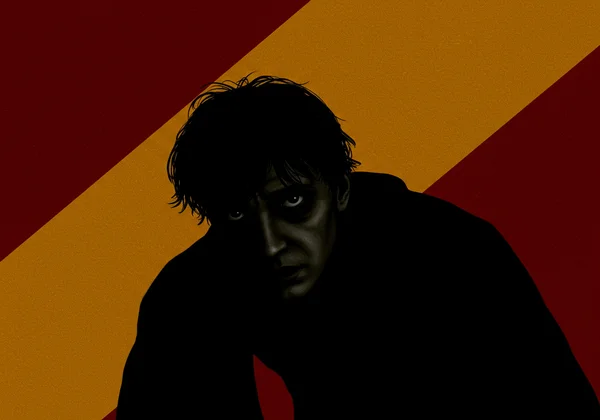 Peter Pettigrew, shadowy figure, showing fear and weakness.