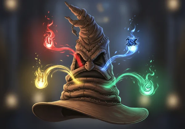 Magical Sorting Hat with lights symbolizing choices